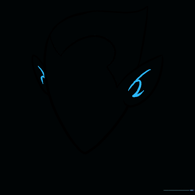 Adding inner ear details using small curved lines.