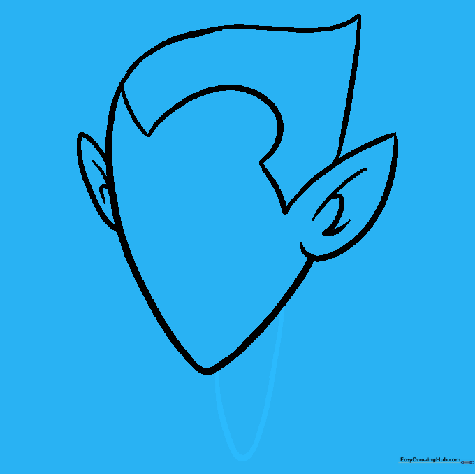Drawing the neck shape beneath the vampire's chin.