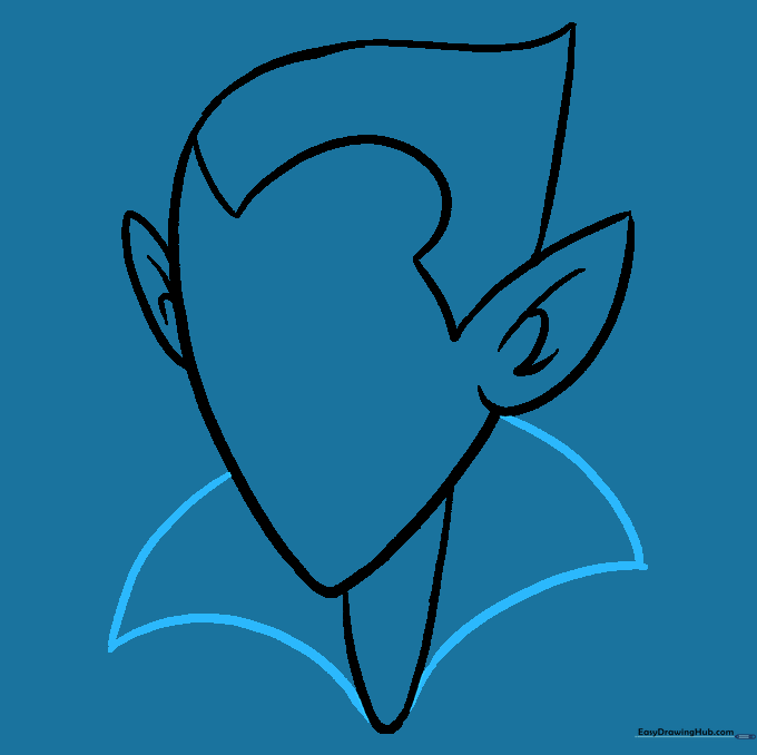 Adding the large, flared vampire collar around the neck.