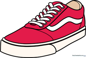 A finished, colorful illustration of a classic Vans sneaker, showcasing the side stripe and lace detail.