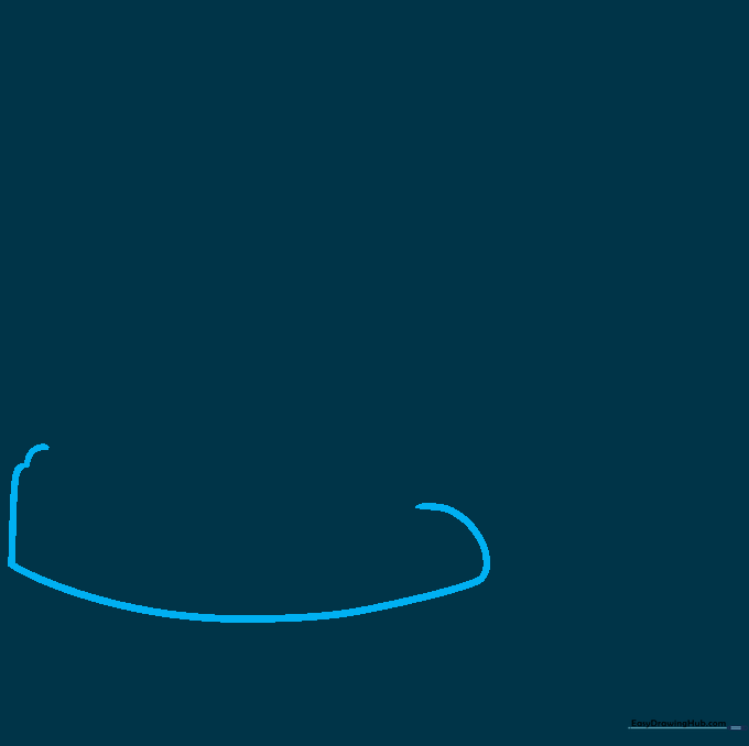 Pencil sketch showing the rounded toe cap of a sneaker with light, curved guide lines.