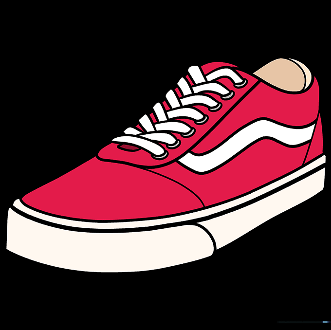 A fully colored, vibrant sneaker drawing ready for customization.