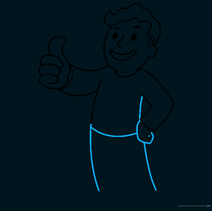 Outlining the torso and legs to establish the full body proportions.