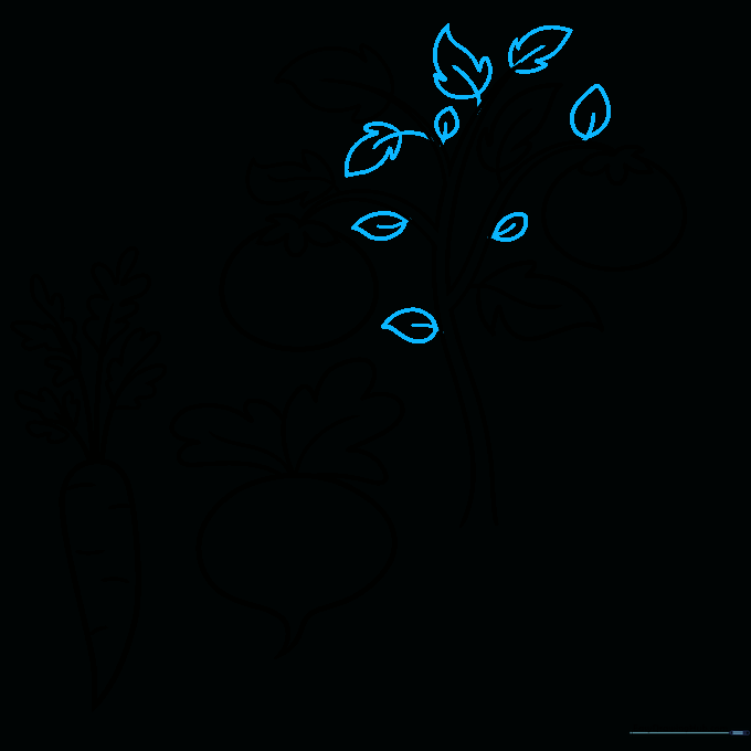 Adding detail to leaves with central veins and teardrop shapes.
