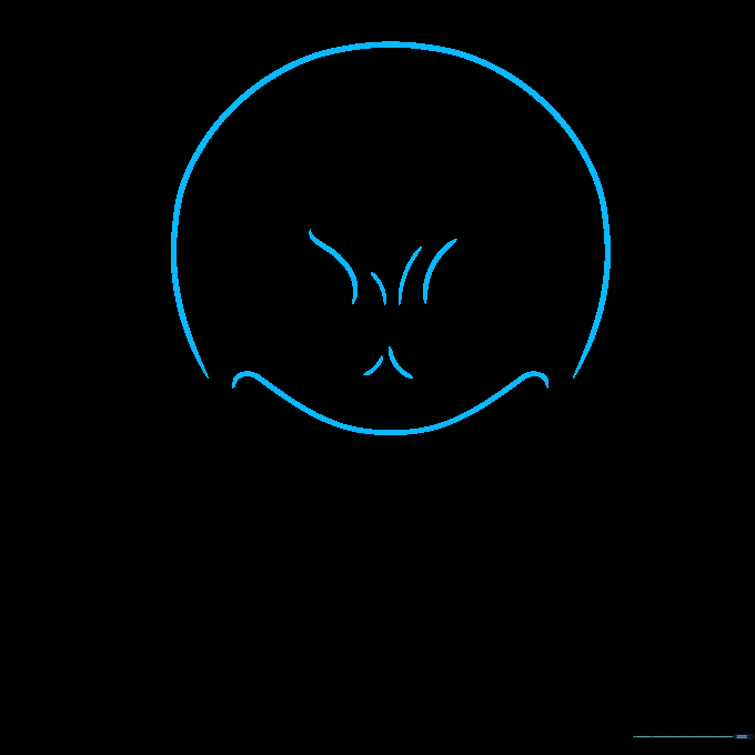Outline of the head shape and the upper mouth line with furrowed brow details.