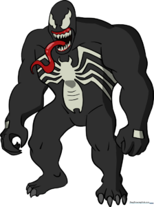 Finished artistic illustration of Venom, showcasing his iconic look.