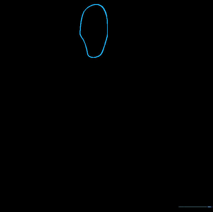 Pencil sketch of an irregular oval shape representing the base of Venom's head.