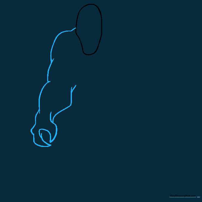 Line drawing showing the construction of a muscular arm and a fisted hand.