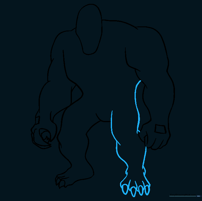 Full body outline showing both legs and refined hand anatomy.