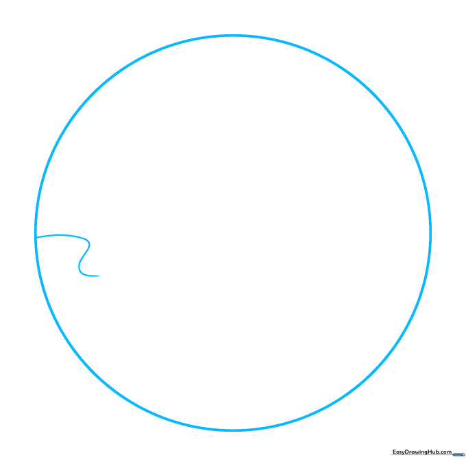 A simple hand-drawn circle representing the base shape of the planet Venus on a white background.