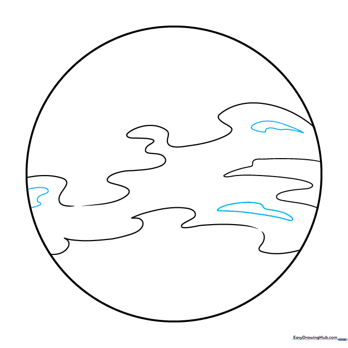 Small, irregular shapes drawn inside the cloud bands to represent dense atmospheric pockets.