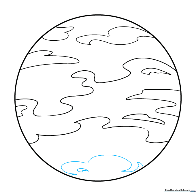 Sharp, curved lines added to the southern pole area to create distinct cloud patterns.