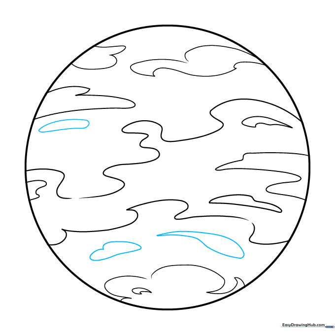 The completed line art of Venus with all cloud bands and textures finalized.