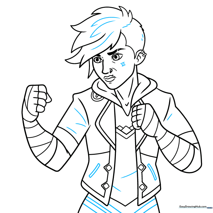 Final inked outline of the Vi character drawing.