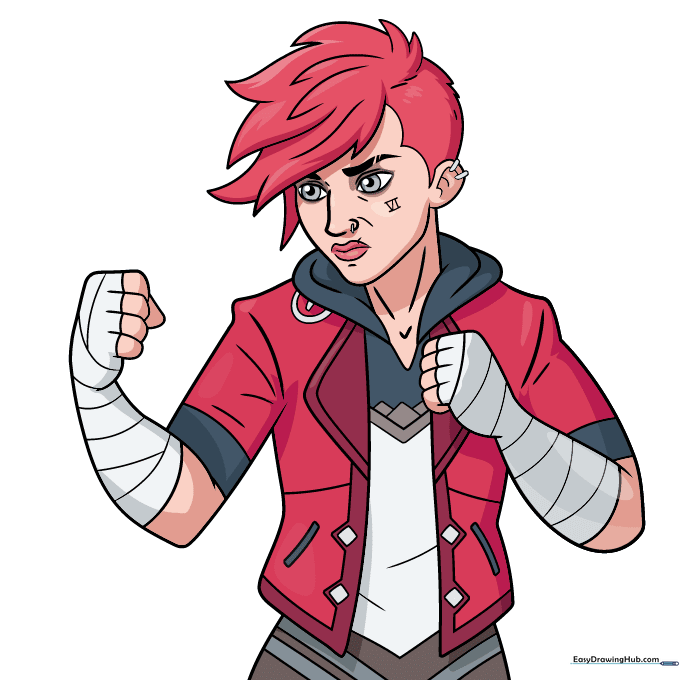 The completed, fully colored drawing of Vi from Arcane.