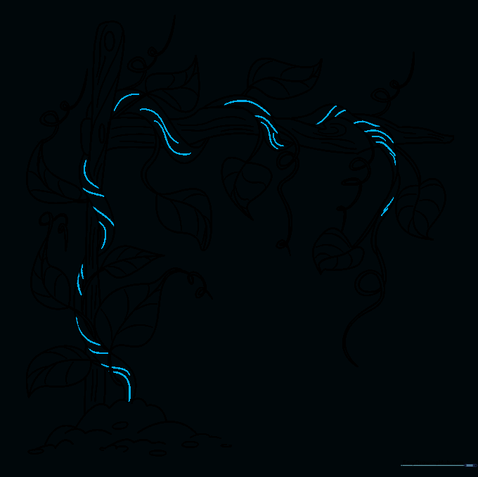 The vine stem now has added shading lines to create a rounded, 3D effect.