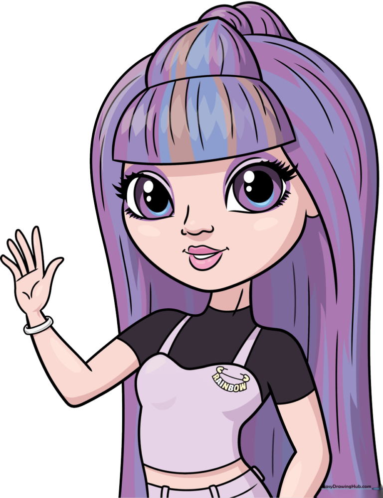 Colorful and finished illustration of Violet from Rainbow High.