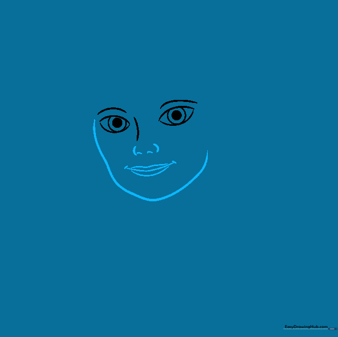 Pencil outline showing the jawline, nose, and mouth of the Viperion character sketch.