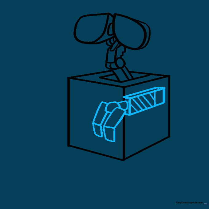 Drawing the first mechanical arm and blocky fingers