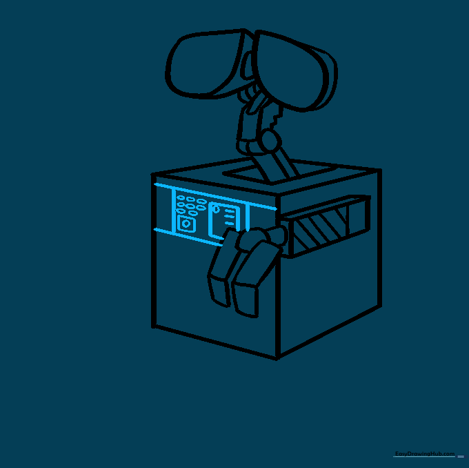 Adding detail lines to the robot arm for a 3D effect