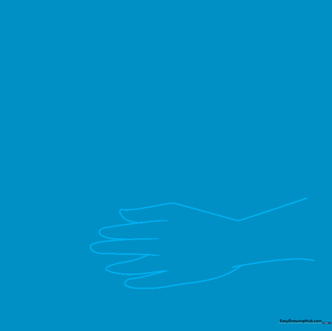 Outline of a single hand with fingers extended using light pencil strokes.