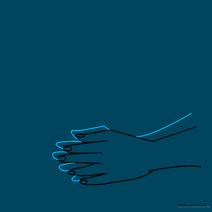 A second hand drawn behind the first to show interaction and depth.