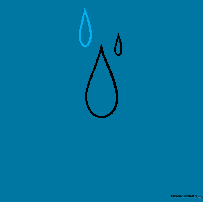 Three teardrop shapes of varying sizes arranged in a small cluster.