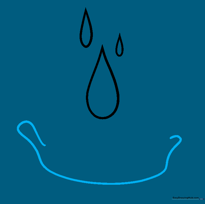 A curved, looping line representing the base of a water splash.