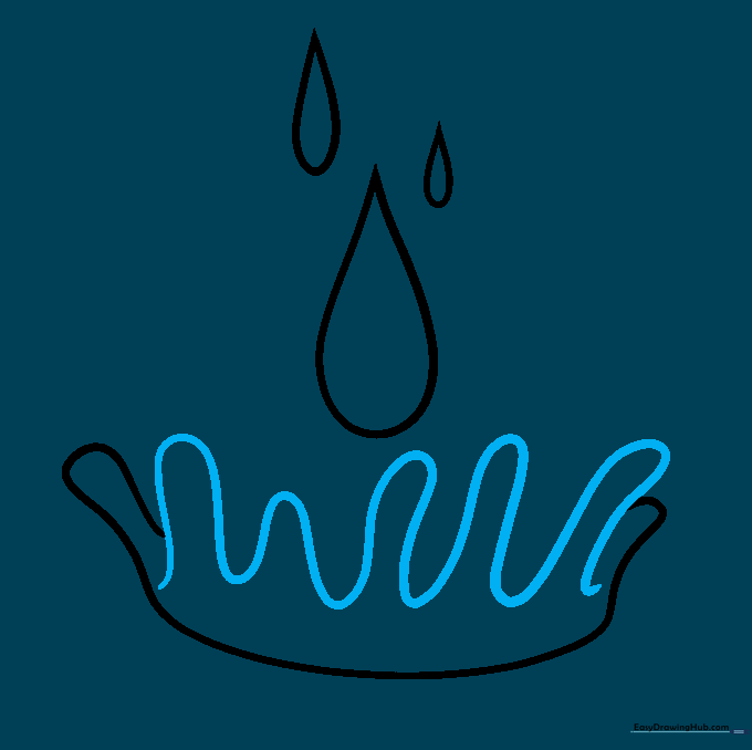 A complex, wavy outline forming the main body of a water splash.