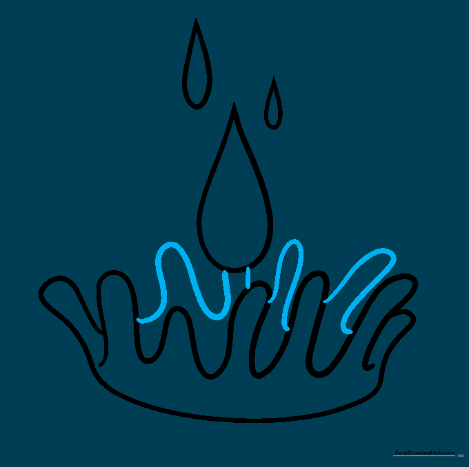 Water splash outline with additional small droplet shapes on the sides.