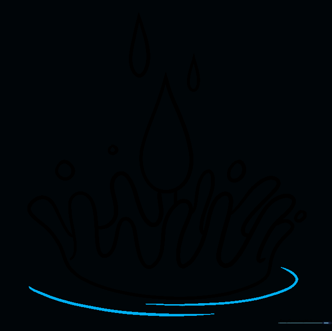 Water splash with added curved ripple lines at the base.