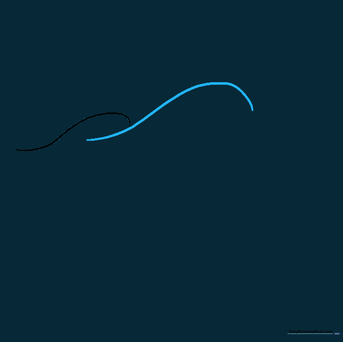 Two connected curved lines forming a sequence of ocean waves.