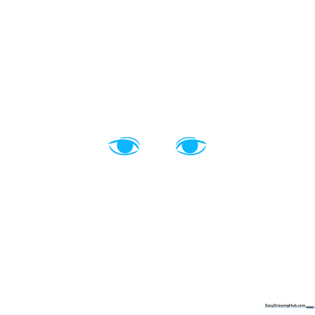 Close-up sketch of Wednesday Addams' almond-shaped eyes with defined lids.