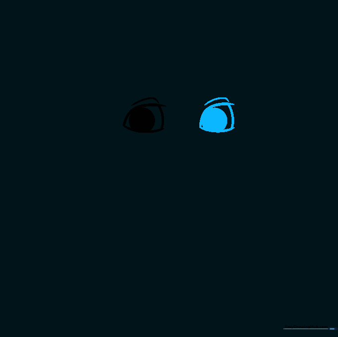 Two cartoon eyes drawn side-by-side with arched lids and pupils.