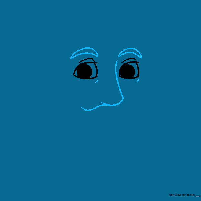 Sketch of eyes with added arched eyebrows and the outline of a nose bridge.