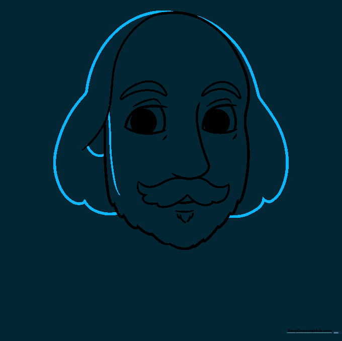 Adding the hair and beard outline to the existing facial features.
