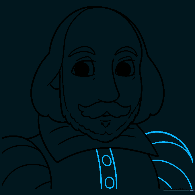 Adding the final sleeve and buttons to complete the character outline.