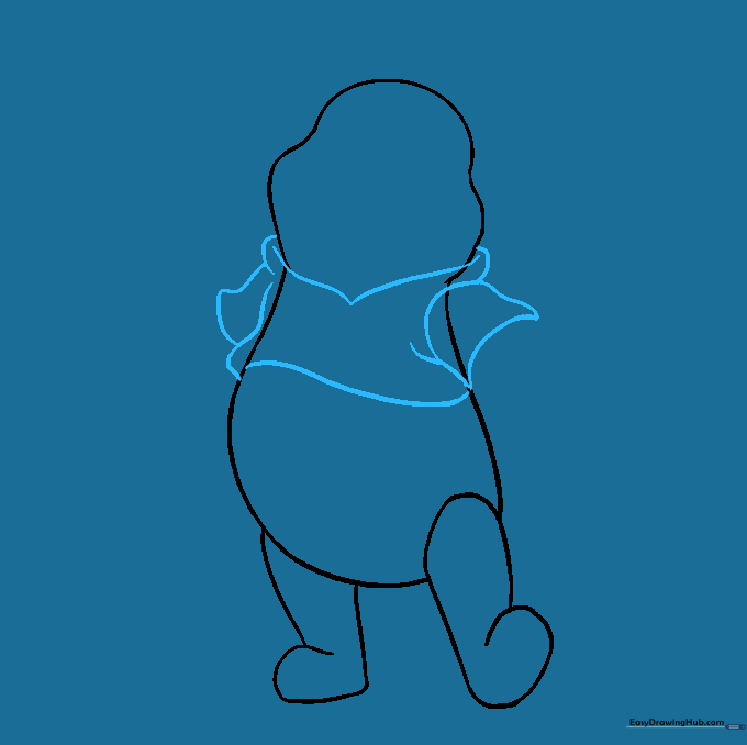 Winnie the Pooh's shirt outline added to the body, including collar and sleeve details.