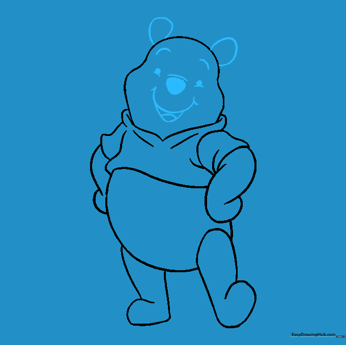 Facial features including ears, nose, eyes, and mouth added to the head.