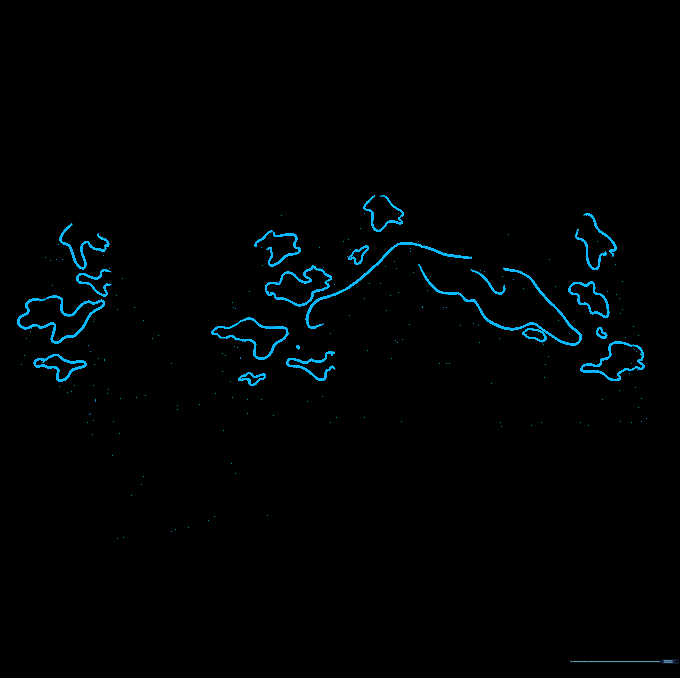 Drawing showing snow accumulation on the house roof and pine tree branches.