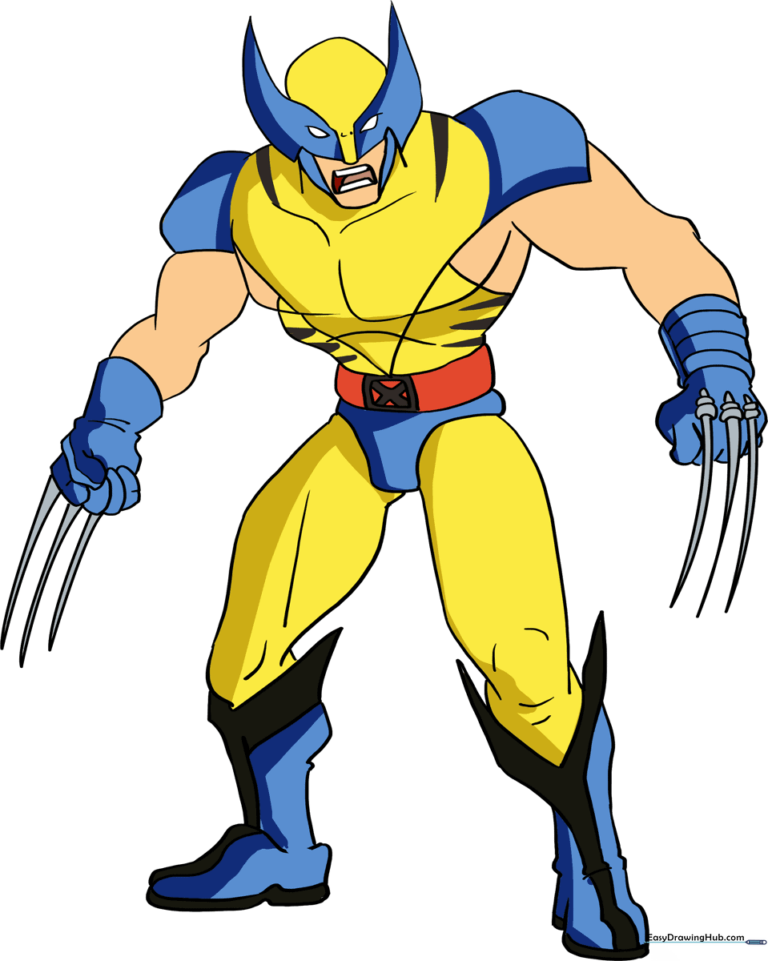 Full-body illustration of Wolverine in his classic X-Men costume.