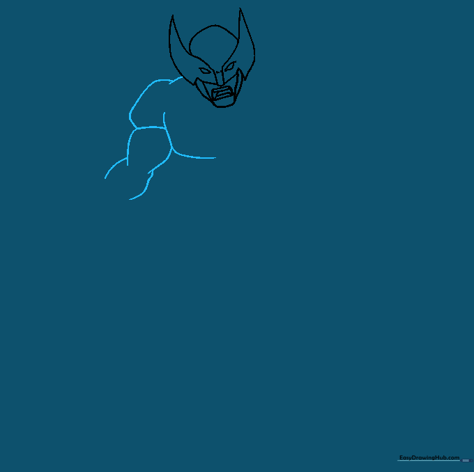 Outline of Wolverine's left shoulder and torso showing muscular curvature.