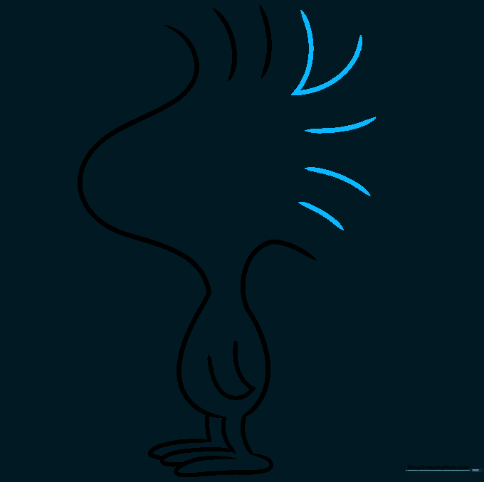 Adding more individual, disconnected curved lines to complete the messy feather hairstyle.