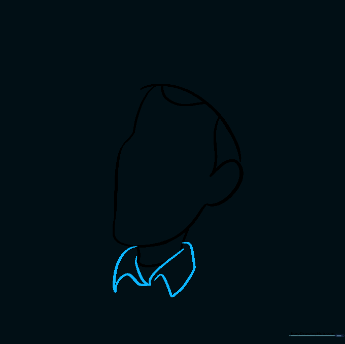 Illustration of Woody's shirt collar being added to the neck area.