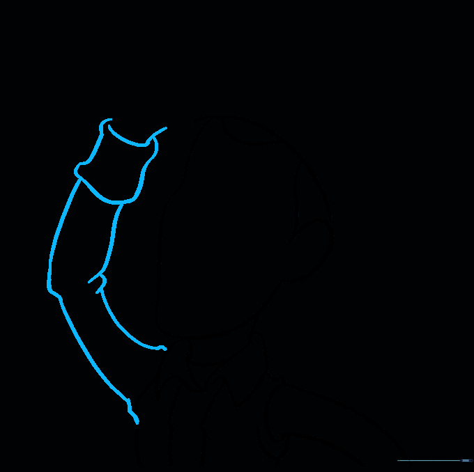 Drawing showing the addition of the second arm and sleeve cuff.