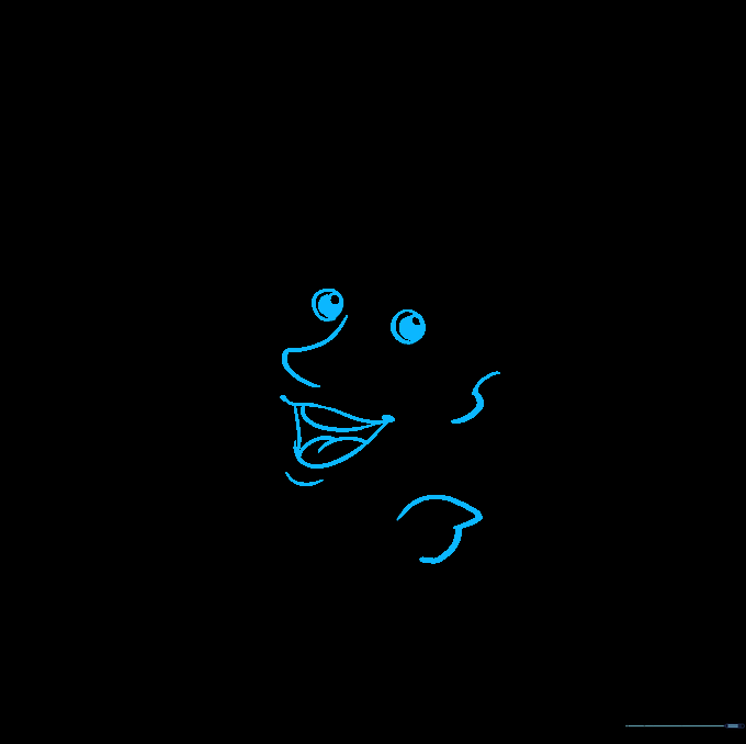 Drawing showing the completed facial features including nose, mouth, and bandana.