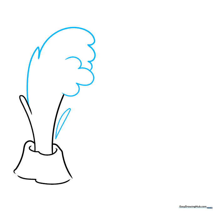 Adding curved lines to define the erupting water spray of the geyser.