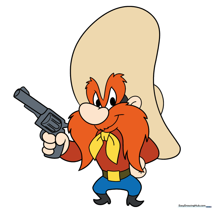 Final colored illustration of Yosemite Sam with his signature red hair and cowboy outfit.