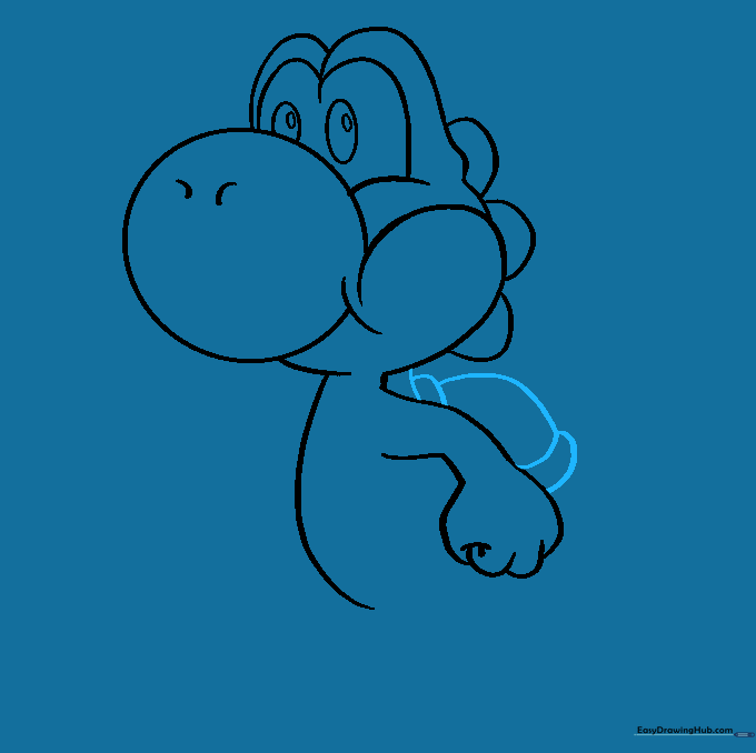 Adding the saddle detail to Yoshi's back.