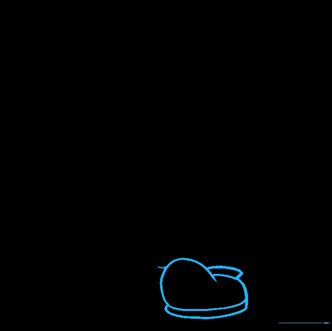 Drawing the outline of Yoshi's boot.